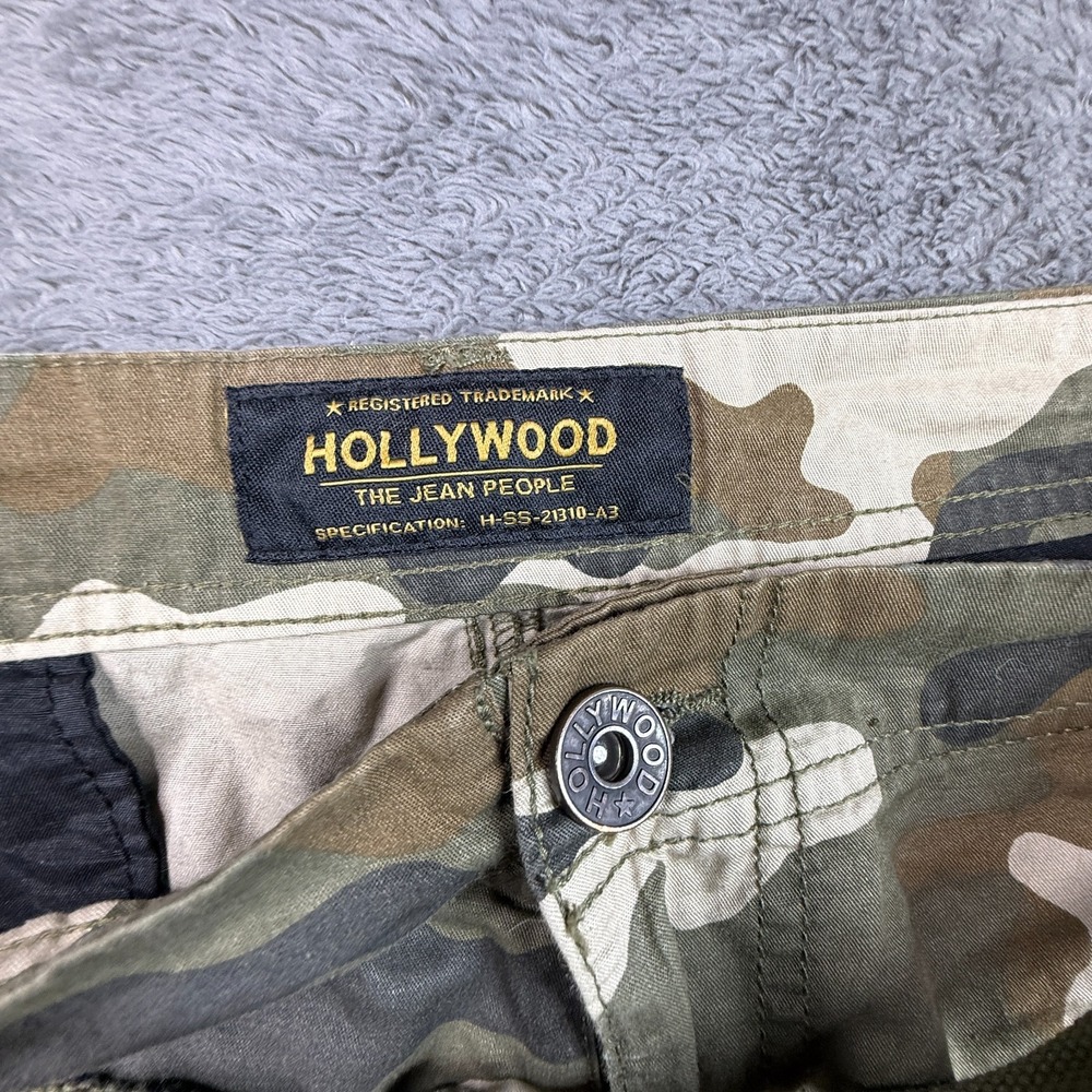 Hollywood Jean People Camo Cargo Jeans Belted Mens 36x31 Straight Loose Fit - Picture 3 of 10